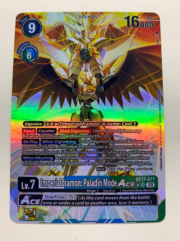 Imperialdramon: Paladin Mode Ace BT17-077 (Alternate Art) | FULL HOLO | Orica PROXY