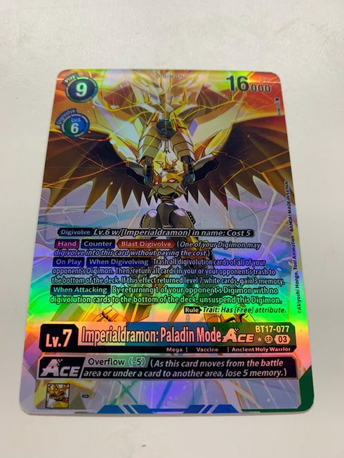 Imperialdramon: Paladin Mode Ace BT17-077 (Alternate Art) | FULL HOLO | Orica PROXY