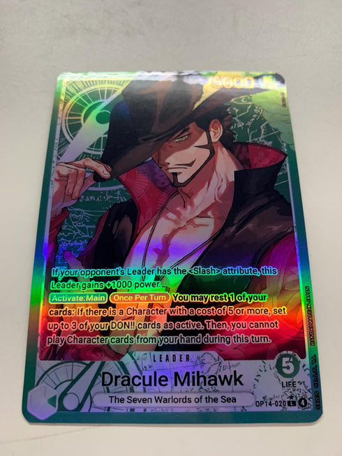 Dracule Mihawk OP14-020 (Alternate Art) | FULL HOLO | Orica PROXY