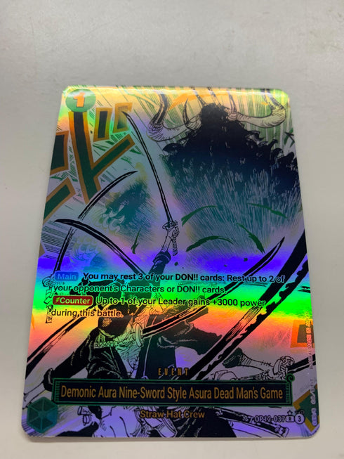 Demonic Aura Nine-Sword Style Asura Dead Man’s Game OP12-037 (Alternate Art) | FULL HOLO | Orica PROXY