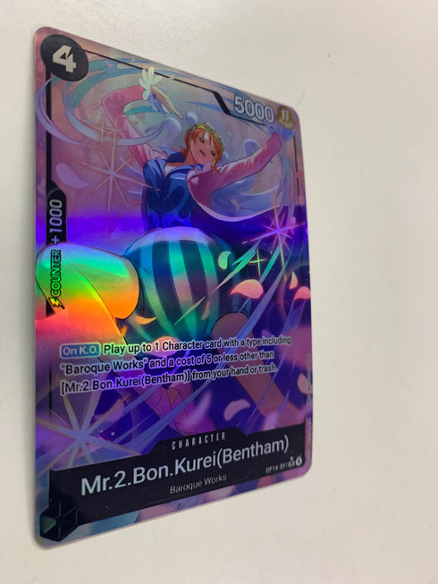 Mr.2.Bon.Kurei(Bentham) OP14-091 (Alternate Art) | FULL HOLO | Orica PROXY
