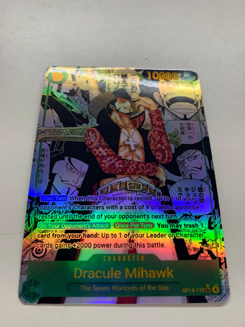 Dracule Mihawk OP14-119 (Alternate Art) | FULL HOLO | Orica PROXY